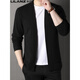 Lilang Cardigan Herren Strick-Strickjacke im Frühling und Herbst Neuen Stil mittleren und jungen Menschen mit modischer und vielseitiger purer Pulloverjacke schwarzer HPL-A32321 XL 175
