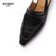 DEEP BREATH Deep Breath Women's Shoes Old Qianfeng Eel Leather Commuter Single Shoes Thin Heel Empty Shoes Women's AX11151 Black 38