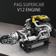 
Yuxing Mowang Creative Supercar Aero Engine Electric Machinery Assembly Model Building Blocks 12-year-old boy's birthday gift toys PAG Supercar V12 engine [761PCS]