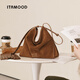 Miaodi Lazy Hobo Einkaufstasche Neue Slack und große Kapazitätsumhängetasche Textur Pendler Crossbody Damenbeutel Kakao Brown + Kopfhörerbeutel Anhänger (Nerzhaar)