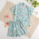 Shantou Lincun steaming suit for children 3 to 6 years old, baby and children's steaming suit, cotton bathing suit for boys and girls, cartoon pajamas, home clothes, bear wearing overalls XS