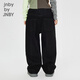 Jnby от Jnby [Thin Fleece] Jiangnan Cloth Cloth Детская одежда для стирки джинсовой ткани с прямыми брюками Осенние и зимние мальчики и девочки дети 1OAE12350 990/Джинсовая черная 150 см 150 см.