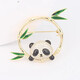 WOUG Bamboo Peace Cute Panda Brooch Bamboo Women's National Style Design Exquisite Suit Corsage Gold