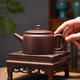 Large-mouthed teapot, open-mouthed purple clay teapot, wide-mouthed Kung Fu tea set, large-capacity vermilion clay pot, practical well railing pot, purple-Han tile pot with attached kettle rope 200ml