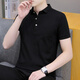 JEEP SPIRIT吉普夏季翻领短袖t恤男休闲青年带领子上衣服半袖百搭薄款帅气pol QY686黑色 2XL 145-165斤