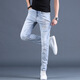 
Yunhan Ye Fashion Brand High-end Spring and Summer Thin Printed Ripped Trendy Light Colored Dart Jeans Men's Trendy Fashion Slim and Every Match Light Blue 3890 Crown Ripped Pants 28 [Suggested 90-105Jin [Jin equals 0.5 kg]]