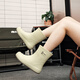 Bainike rain shoes for women, fashionable outside wear internet celebrity mid-tube rain boots, anti-slip water shoes for kitchen work, step on water rubber shoes plus cotton to keep warm, off-white 38