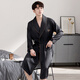 
Modal nightgown men's summer thin ice silk pajamas men's long yukata bathrobe one-piece large size loose home clothes spring and autumn dark black [ice silk breathable, delicate and smooth] XL [recommended 130-150Jin [Jin equals 0.5 kg]]