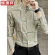 Hengyuanxiang spring and autumn plaid casual shirt men's long-sleeved thin high-end shirt business slim-fit trendy shirt 9922 dark gray (90-105Jin[Jin equals 0.5 kg]) M