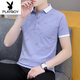 Playboy (PLAYBOY) new summer lapel men's short-sleeved t-shirt casual POLO Paul shirt men's collar half-sleeved ice silk black QY679 XL
