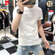 皮尔卡丹（pierre cardin）t恤男士短袖男2025夏季新款修身个性刺绣烫钻欧货丝光棉圆领T恤男 679机长短袖白色 4XL