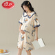 LangSha (LangSha) pure cotton chest pad pajamas for summer pregnant women thin short-sleeved cardigan for postpartum childbirth clothes for breastfeeding nightgown for postpartum maternity 7A-11981 L [Suggested 100-120 Jin [Jin equals 0.5 kg]]