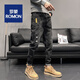 罗蒙（ROMON）春秋冬季男士牛仔裤个性破洞补丁裤弹力修身小脚男装裤耐磨长裤子 6636黑色 28 腰围2尺1
