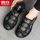 Sandalias Huili Men's Summer's Summer Wear Anti-Slip Daddy Driving Baotou Sandals Wading Water and Stream Sports Beach Shoes Men Black 1098 39
