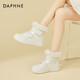 达芙妮（DAPHNE）厚底雪地靴女2025新款秋冬季加绒加厚保暖棉鞋魔术贴毛毛鞋女 米色 35