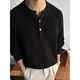 Liu Chaobu Old Money Style Henley Collar Sweater Men's Loose Long-Sleeved Sweater Knitted Sweater Henley Shirt Khaki XL