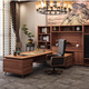 Ningqiu Luoge (NICHLORT) new Chinese style high-end boss desk solid wood office desk and chair combination black walnut CEO desk executive desk furniture customization 2.8 meters desk ash wood