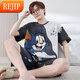 REJIP Pajamas para hombres, la primavera corta de manga corta y los adolescentes delgados de los delgados de verano, los adolescentes pueden usar traje de ropa para hombres de tamaño grande para hombres 6621 3xl 180-200Jin [Jin equivale a 0.5 kg]
