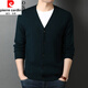 Pierre Cardin Men's Woard Treed Cardigan Spring and Automne Nouveau style d'âge moyen et jeune pull en couleur en V fine veste polyvalente décontractée SLF-YH012 Gris clair xl 115130-150Jin [Jin est égal à 0,5 kg]