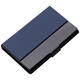 Reverse business men's business card holder for men's stainless steel leather business card box portable card metal storage box business card box 1 hidden blue [litchi pattern] metal mirror
