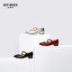 DEEP BREATH Deep Breath Retro French Heel Crossed Beef Patent Leather Mary Jane Single Shoes AX11158 Silver 34
