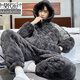 Modal Coral Velvet Pajamas Men's Winter à trois couches Coton épaissis et ensemble de vêtements pour la maison chaude de grande taille des garçons Velvet Boys