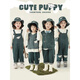 
Youyou Girls Yuanqi Dog Repair Series Spring Soft Skin-friendly T-shirt with Meat Slimming and Slimming Carrot Pants Multi-Piece Set Hat Lan Green (S1695) All Size