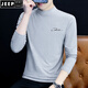 JEEP SPIRIT men's mid-turtleneck top cotton youth autumn clothes long-sleeved T-shirt new spring and autumn base shirt mid-collar slim fit inner t black C6187 mid-collar M 85-115Jin [Jin equals 0.5 kg]