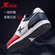 Xtep men's shoes, sports shoes, men's autumn leather shoes, running shoes, non-slip wear-resistant mesh travel shoes, casual jogging shoes, men's red and white-lan-722 40