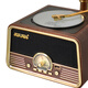 Dufanshi all-in-one CD record player, retro CD player, Bluetooth speaker, wireless speaker, vinyl gramophone shape, mini multi-functional USB Bluetooth speaker, Los Bella (Bluetooth + CD model), dark walnut + charging and plugging + music USB disk