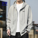 ROMON sweatshirt men's autumn loose casual jacket men's versatile hooded cardigan top men WY333 light gray L