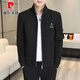 Pierre Cardin Spring Stand Collar veste de veste masculine 2025 Spring and Automne Korean Style Trendy Casual Veste de veste polyvalente pour hommes Black 695 M Environ 80-100 Jin [Jin est égal à 0,5 kg]