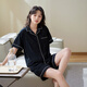 Shaqian couple pajamas summer cool cotton high-end girls short-sleeved simple black men's summer home wear
