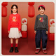 Mini Balabala boys and girls sweatshirt winter family of three children red cute joint New Year parent-child outfit Chinese red 60611 120