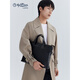Jinlilai Herrenbeutel Handtasche echtes Leder großer Kapazität Weiche Leder Handtasche Aktboffer Krokodilmuster Kopfschicht Cowhide Business Bag Pendeltasche Schwarz Modell 13 Zoll