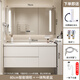 Yumei Youpin Solid Wood Bathroom Cabinet Ceramic Integrated Bathroom Washing Bathroom Cabinet Combination Washing Table Mirror Cabinet Cream Style L16 Hanging Cabinet 80cm Smart Mirror Cabinet + Ceramic Basin