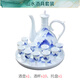 Guoyue Ceramic White Wine Cup Simple Wine Set Home Drinking Glass with Tray Gift Box Wine Jug Tall Wine Glass for Gift Blue and White Landscape Wine Set Gift Box