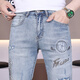Gezan Printed Diamond Jeans Men's 2025 Spring and Summer New Pants Men's Trendy Men's Slim Small Feet High-end Casual Light Blue 9855 30 (2 feet 3)