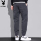 PLAYBOY (PLAYBOY) Pantalones casuales Primavera y verano 2025 Pantalones de pantalones Holentes sueltos Pantalones de moda gris oscuro XL
