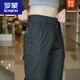 Romon Men's Casual Pants 2025 printemps et automne Nouvelle affaires droites en vrac papa porte un pantalon long à la mode # 838 Black and Grey régulier 28 (90-105jin [Jin est égal à 0,5 kg] subvention)