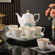 Yanze bone china rotatable water set tea set teapot teacup set opening housewarming gift light luxury high-end gift box bone china ink leaf white lotus set-wooden gift box