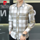 皮尔卡丹（pierre cardin）春秋新款冰丝长袖衬衫男格子休闲衬衣上衣服薄款防晒外套潮流 灰色 【长*袖】719 M 90-104斤