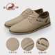Ram casual leather shoes for men spring and summer men's shoes business casual shoes commuting work shoes for men sand color 41