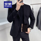 罗蒙（ROMON）2025秋冬毛呢西装男外套短款韩版修身休闲西服领毛呢大衣男 X829双排扣西装 黑色 2XL 【高质感 百搭】