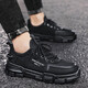 Zapatos para hombres impermeables y trabajos sin deslizamiento y zapatillas negras resistentes al desgaste Sports y leisure Strirable Summer Labor Protection Zapatos 0803 Negro 42