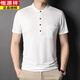 Hengyuanxiang Summer Ice Silk Stand Collier T-shirt à manches courtes Men's Men's Budled Pocket Top Milieu d'âge d'âge moyen Lin de lin d'imitation Mente à manches Black-6231 M 165