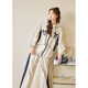 Zihan (ZIHAN) Zihan Bow Contrast Color Splicing Hooded Jacket Wide Leg Casual Pants Two-piece Suit Women's 2025 Spring New Beige XS