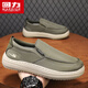 Chaussures masculines de Huili 2025 Nouvelles chaussures en toile respirante d'été pour les chaussures de pédale d'un pied pour hommes légers confortables chaussures de tissu décontractées et polyvalentes vert 42