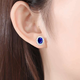Shien Sapphire 925 sterling silver earrings plated with 18K gold Princess Diana style diamond royal blue tanzanite oval earrings for women