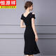 
Hengyuanxiang 2025 spring and summer fishtail skirt banquet evening dress high-end light luxury niche official occasion French temperament dress black XL
